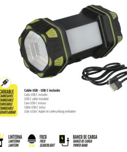 Linterna Led Multiusos 3 En 1 Recargable 400 Lumenes