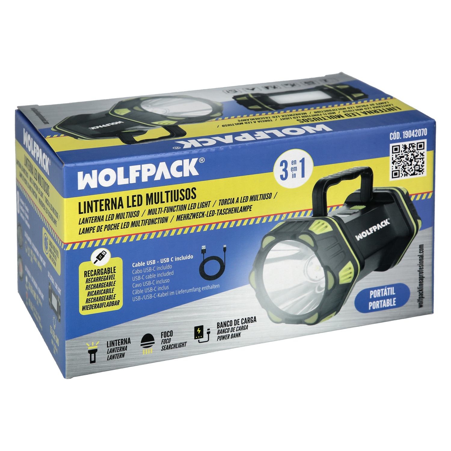 Linterna Led Multiusos 3 En 1 Recargable 400 Lumenes