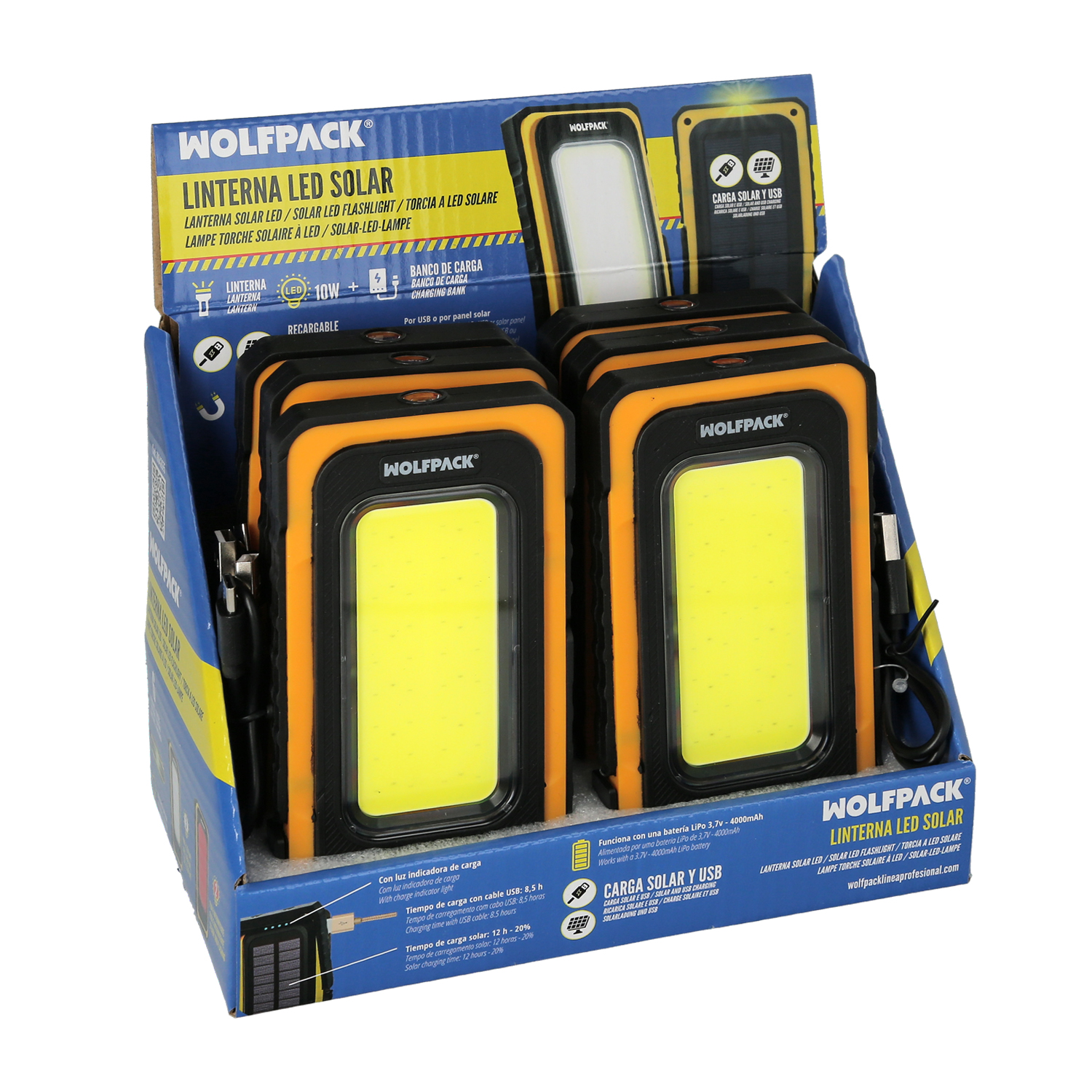 Linterna Led Solar Recargable 10 Watt 750 Lumenes