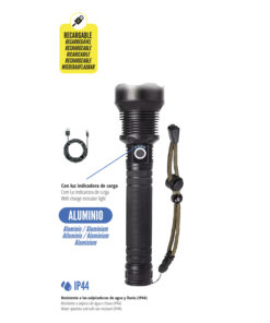 Linterna Led Aluminio Recargable 1500 Lumenes