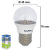 Bombilla Led Esferica Transparente Rosca E27 5 W. 40 W. 470 lúmenes.Luz calida. (3000°K).