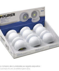 Linterna LED Armario Esfera A Pilas (3 AAA) 120 Lumenes Ajustable 300º Con Iman y Adhesivo.