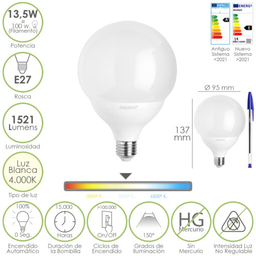 Bombilla Led Esfera Globo E27. 13