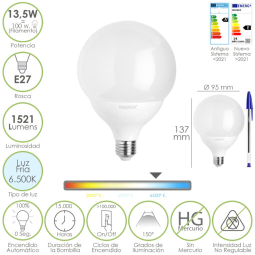 Bombilla Led Esfera Globo E27. 13