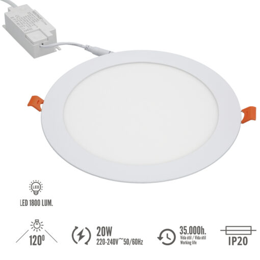 Downlight Led Empotrar 20 Watt 1800 Lumenes 6000K