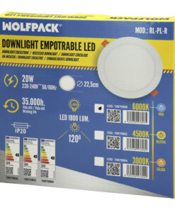 Downlight Led Empotrar 20 Watt 1800 Lumenes 6000K