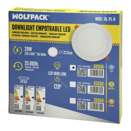 Downlight Led Empotrar 20 Watt 1800 Lumenes 6000K