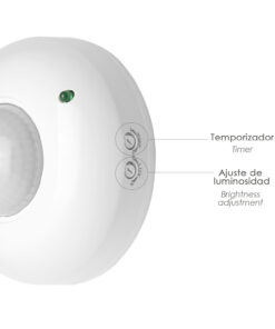 Detector De Movimiento Por Infrarrojos Con Sensor Crepuscular 360°. Ajustable