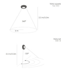 Detector De Movimiento Por Infrarrojos Con Sensor Crepuscular 360°. Ajustable