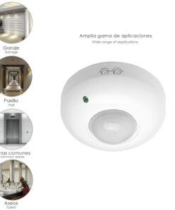 Detector De Movimiento Por Infrarrojos Con Sensor Crepuscular 360°. Ajustable