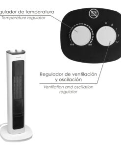 Calefactor Ceramico PTC Torre Efecto Llama 2000 Watt. Oscilante. Termoventilador Electrico