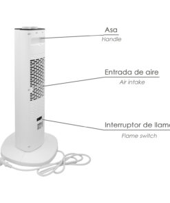 Calefactor Ceramico PTC Torre Efecto Llama 2000 Watt. Oscilante. Termoventilador Electrico