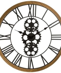 Reloj mecánico  retro en metal y madera