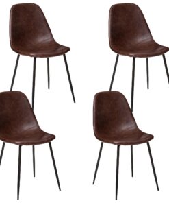 Set de 4 sillas 'vladi' marrón coñac efecto cuero