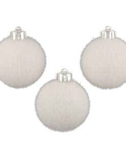 PACK de 6 bolas de Navidad blancas 60mm + 6 adornos navideños madera de yute