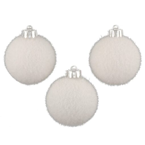 PACK de 6 bolas de Navidad blancas 60mm + 6 adornos navideños madera de yute
