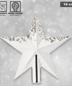 Pack decoración Navidad: Abeto verde 100 cm con base +  Lote de 12 bolas navideñas de 40 mm. Diseño surtido + 2 Guirnaldas espumillón plata 2 m + Estr