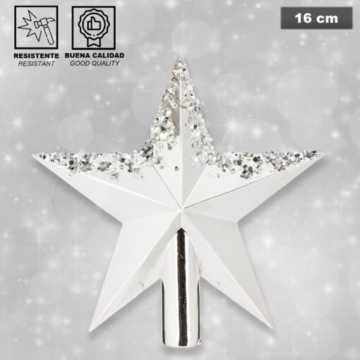 Pack decoración Navidad: Abeto verde 100 cm con base +  Lote de 12 bolas navideñas de 40 mm. Diseño surtido + 2 Guirnaldas espumillón plata 2 m + Estr