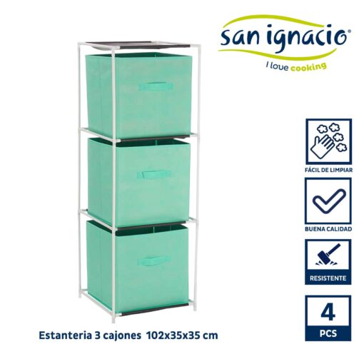 Estanteria 3 cajones tnt menta colección KIPIT