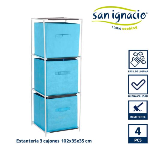 Estanteria 3 cajones tnt azul colección KIPIT