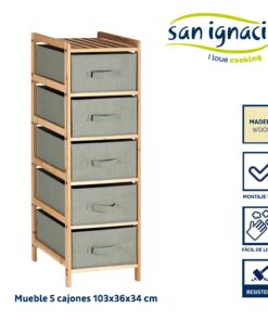 Mueble ancho 5 cajones gris oscuro colección KIPIT