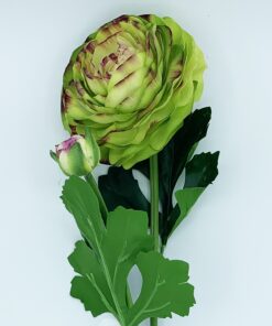 Ramo de ranunculo gigante con tacto natural 55 cm con flores de Ø12 cm en color verde