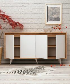 Mueble de roble blanco con 100% tablero aglomerado rechapado en melamina.