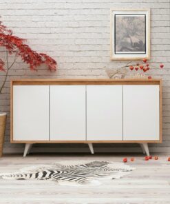 Mueble de roble blanco con 100% tablero aglomerado rechapado en melamina.