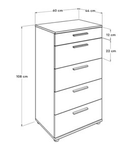 Mueble de Roble blanco  con 100% Tablero aglomerado rechapado en melamina.