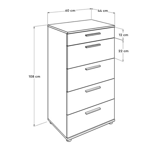 Mueble de Roble blanco  con 100% Tablero aglomerado rechapado en melamina.