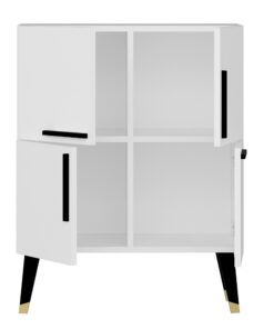 Mueble de nogal blanco con 100% tablero aglomerado rechapado en melamina.