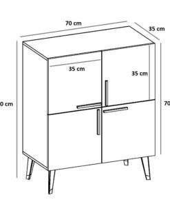 Mueble de nogal blanco con 100% tablero aglomerado rechapado en melamina.