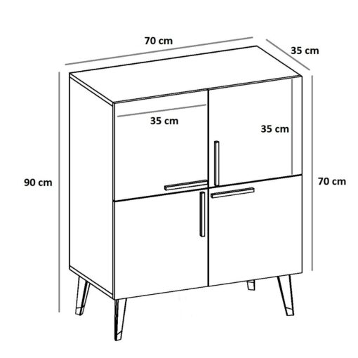 Mueble de nogal blanco con 100% tablero aglomerado rechapado en melamina.