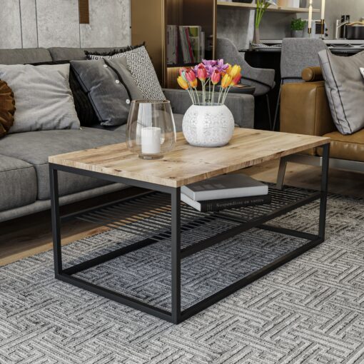 Mesa de centro con patas de metal WellHome.