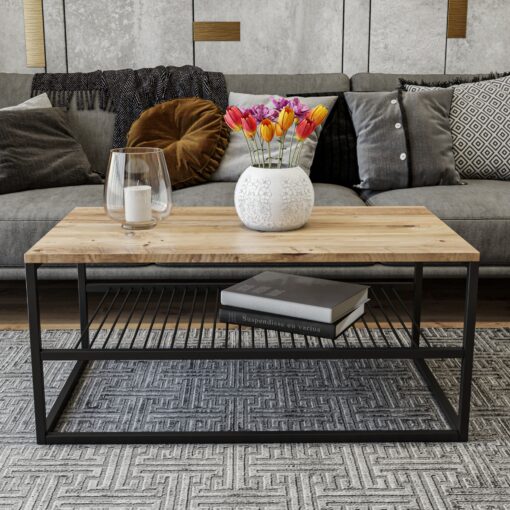 Mesa de centro con patas de metal WellHome.