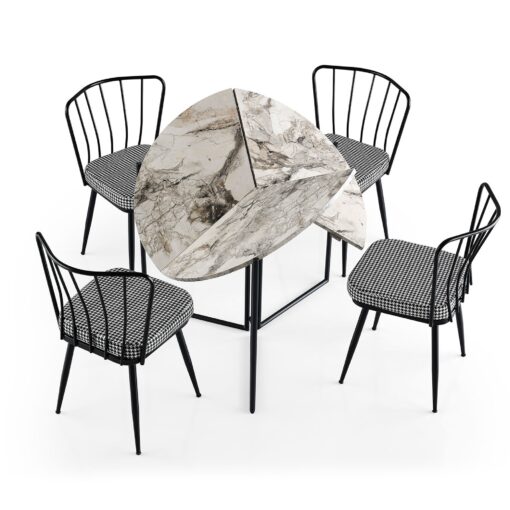 Mesa de comedor redonda con patas de metal WellHome.