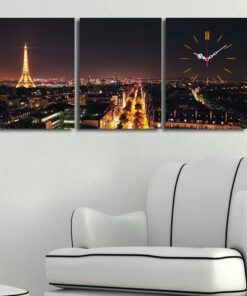Reloj de pared de lienzo decorativo (3 piezas) con estilo de París