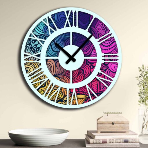 Reloj decorativo MDF con estilo fansía multicolor