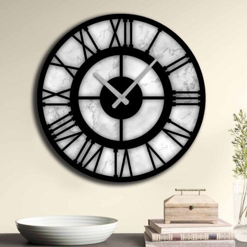 Reloj decorativo MDF con estilo mármol