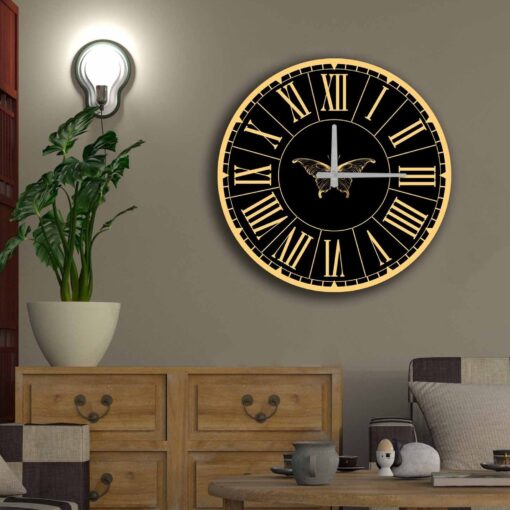 Reloj decorativo MDF dorado y blanco