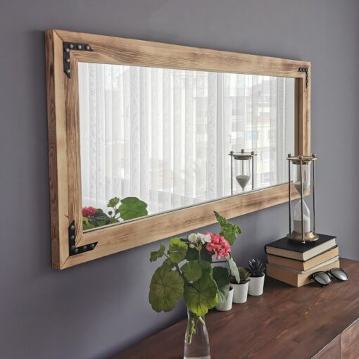 Espejo decorativo con marco de madera maciza