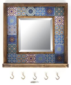 Espejo cuadrado con marco de azulejos