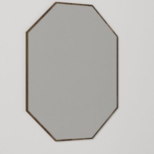 Espejo octogonal con marco marrón MADERA decorativo