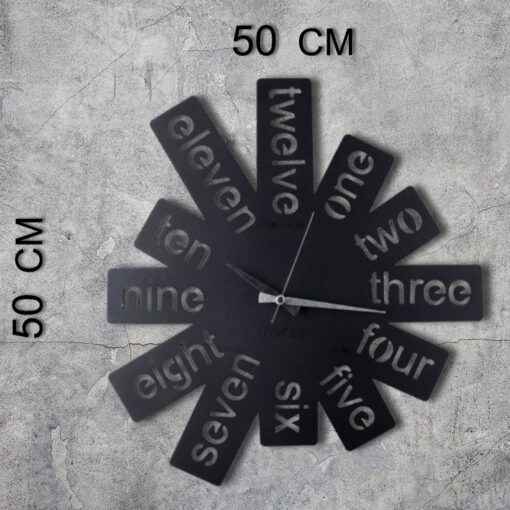 Reloj de pared METAL decorativo con estilo "numeros en ingles"  50x50