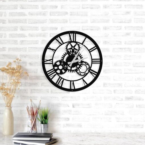 Reloj de pared circular METAL decorativo con estilo "engranajes"